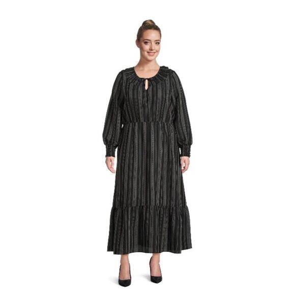 Women's Plus Peasant Tiered Long Sleeve Maxi Dress, Size 3X - Picture 6 of 6